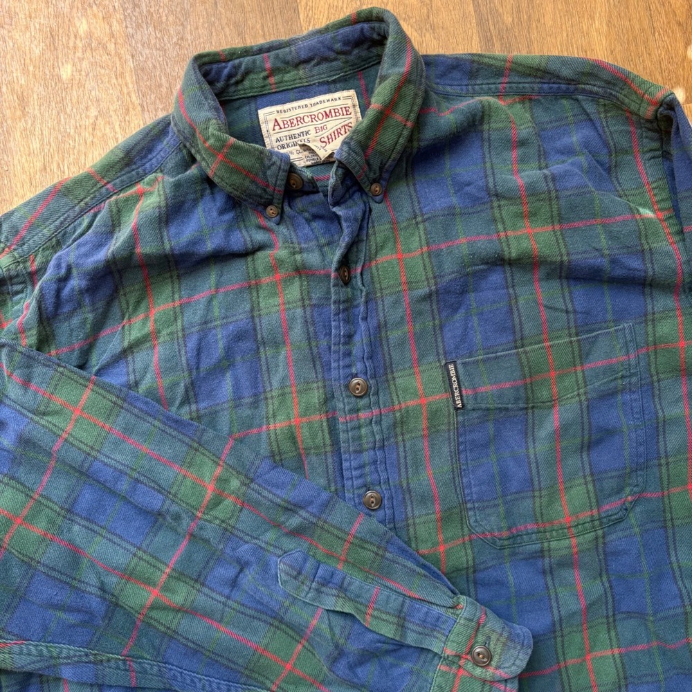 Vtg 90's Mall Core Style Abercrombie and Fitch Big Shirts Mens Flannel Shirt